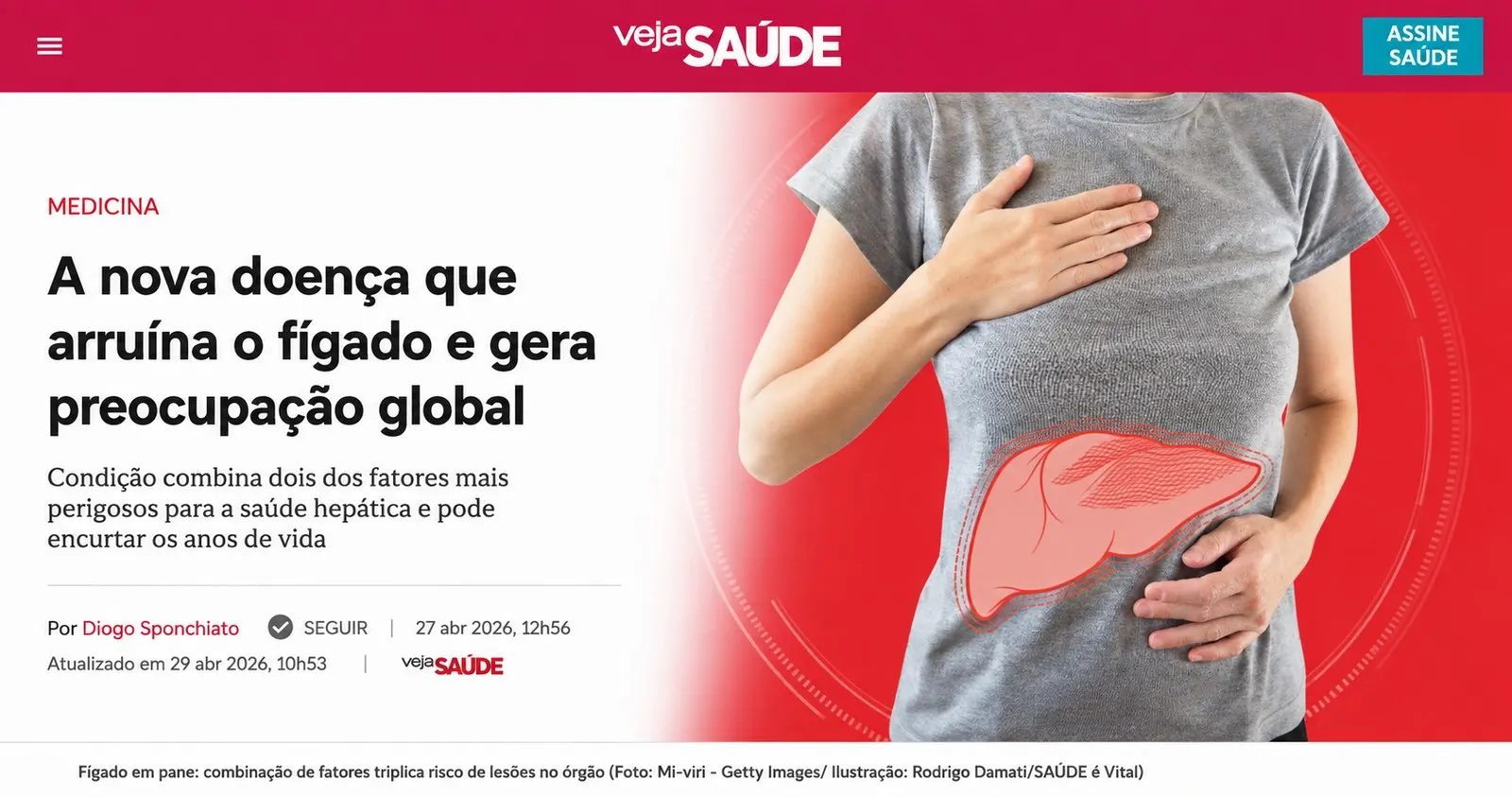 Print da matéria: A nova doença que arruína o fígado e gera preocupação global