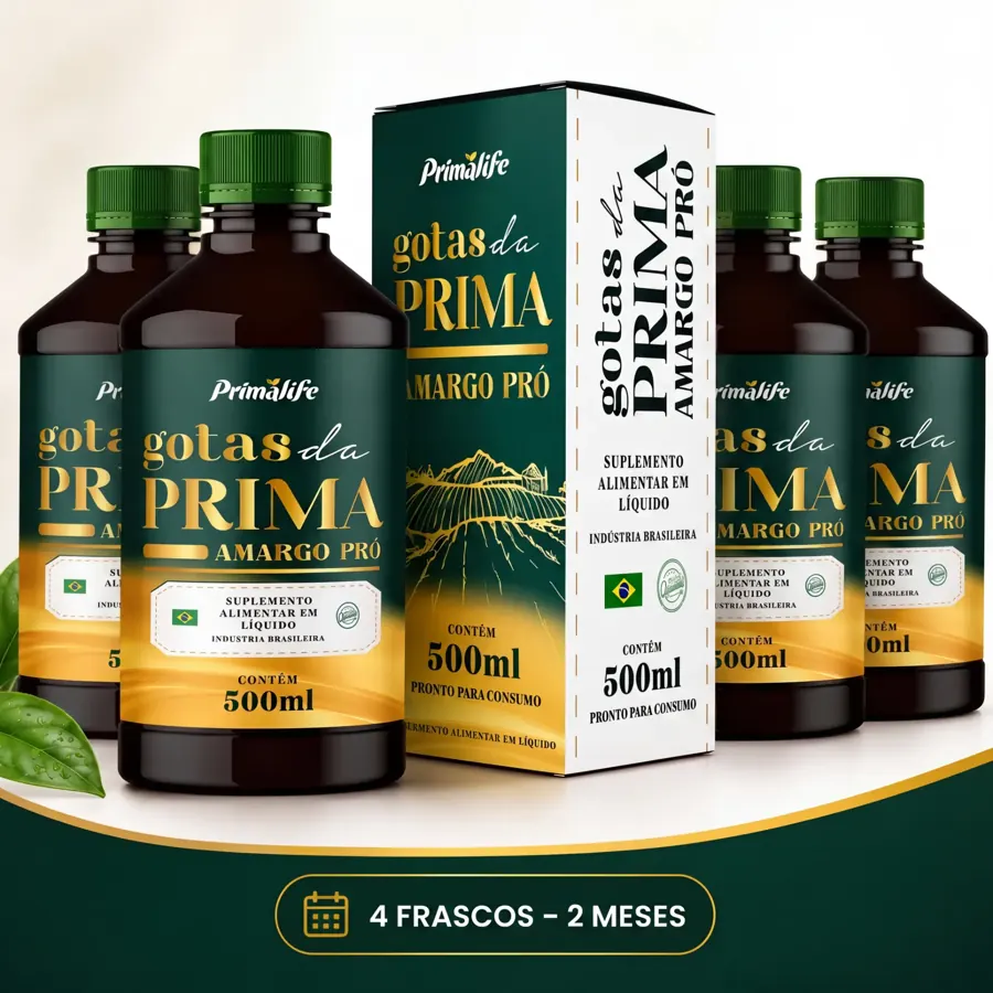 Kit 4 FRASCOS – 2 MESES do Gotas da Prima Amargo Pró